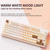 EWEADN V87 Wired Gaming Keyboard, 87 Keys, White Backlit, USB, Multimedia Knob, ABS Keycaps, Ergonomic Design for Windows/Office