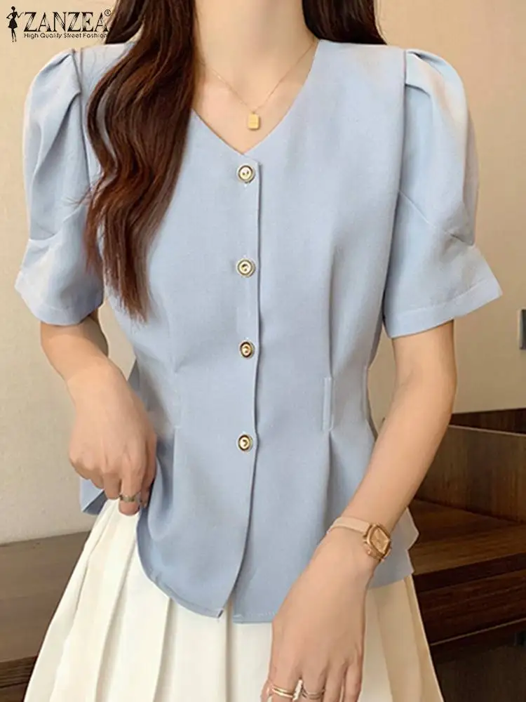 Women Elegant Tops Summer Spring Solid Color Shirts 2024 VONDA Casual Loose Blouse Fashion Lady Shirts Femme Blusas Oversized