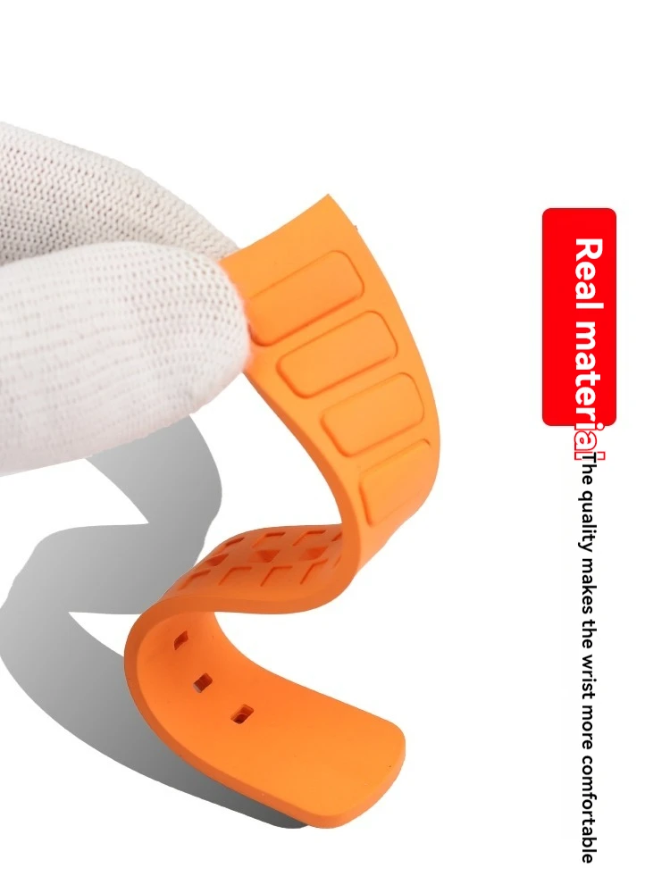 22 ملم لـ Mido Multifort TV حزام مطاطي لـ M 049526 أ - حزام ساعة فلورو إيلاستومر ذو نهاية منحنية للرجال أسود/رمادي