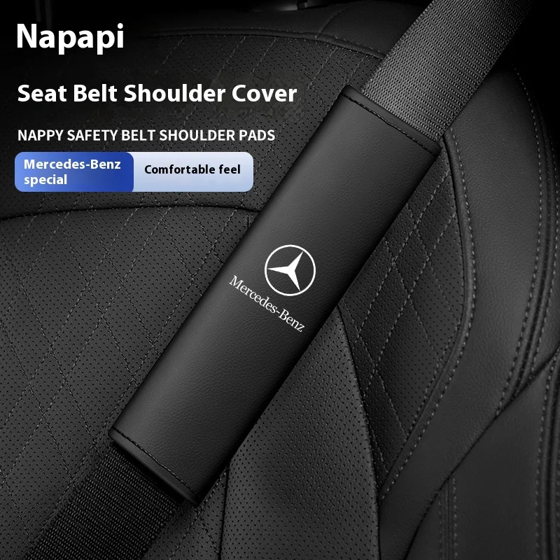 Car Leather Seat Belt Shoulder Protector For Mercedes Benz A C E S G Class GLC CLE CLA GLB GLS W177 W205 W213 W222 X167 AMG