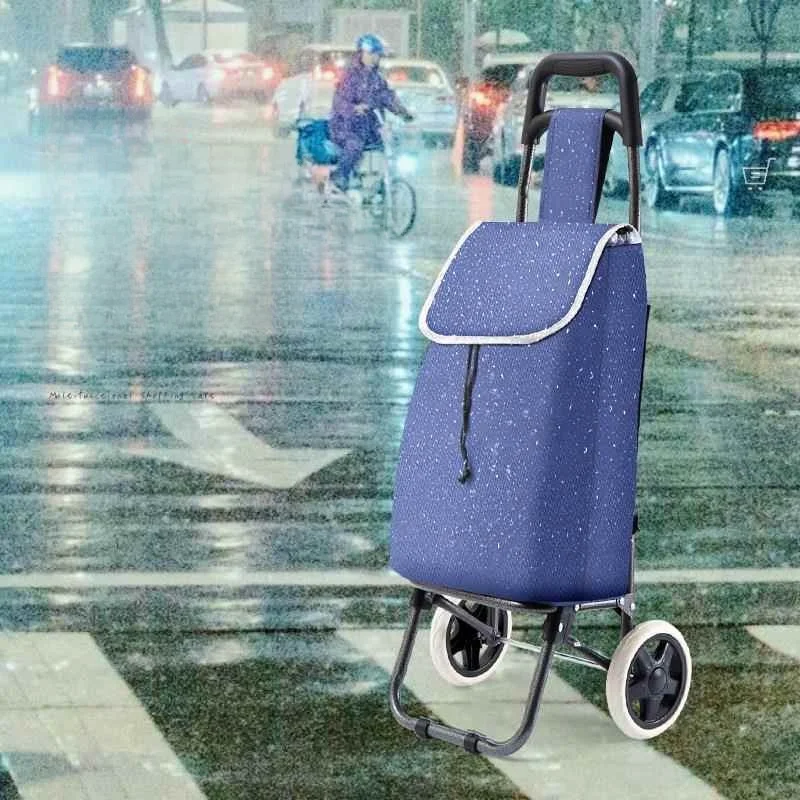 超軽量ショッピングカート新しい小型トレーラー野菜購入高齢者用プルロッドカー屋外ポータブルショッピングカート高齢者用