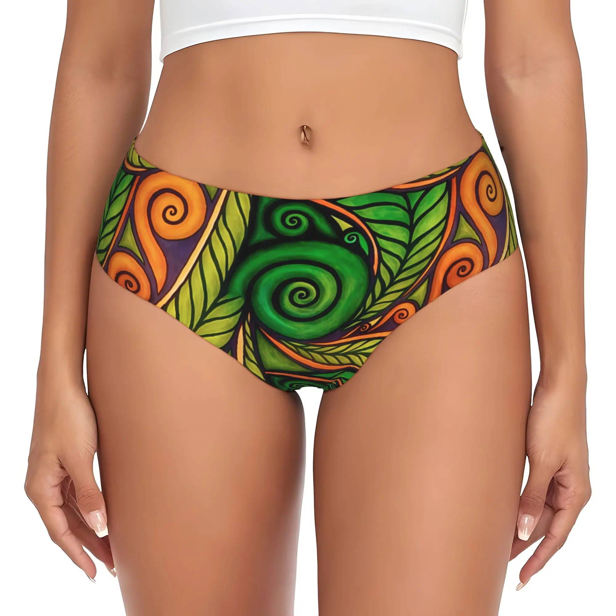 Womens Maoris Kowhaiwhai Seamless Pattern Brief Panties Female Comfort  Underwear Underpants