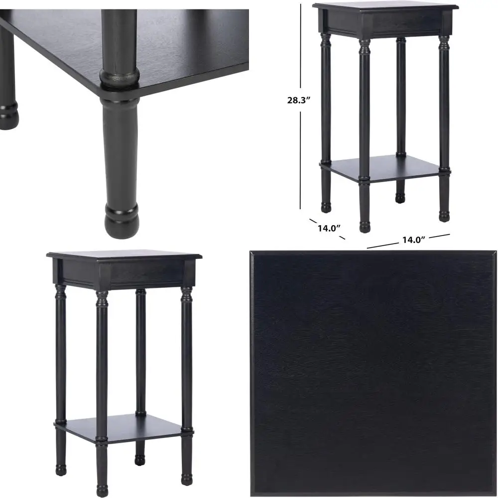 

Коллекция Tinsley: черный круглый приставной столик с квадратным основанием, 14 x 14 x 28,3 дюйма.