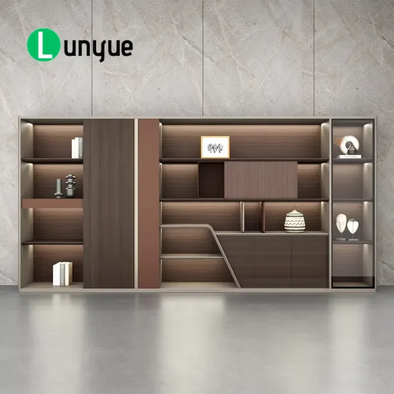 Modern Wooden MDF Bookshelf File Cabinet Decorative Storage Box for CEO Office Home Study Furniture Organization Display