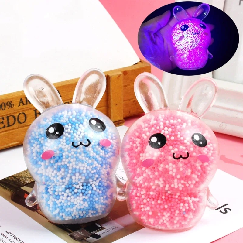 Giocattolo Squishy Coniglietto luminoso Palla d'uva Giocattolo di decompressione Spremere Fidget per la terapia dell'autismo con perline Ragazzi Ragazza Regalo di Natale