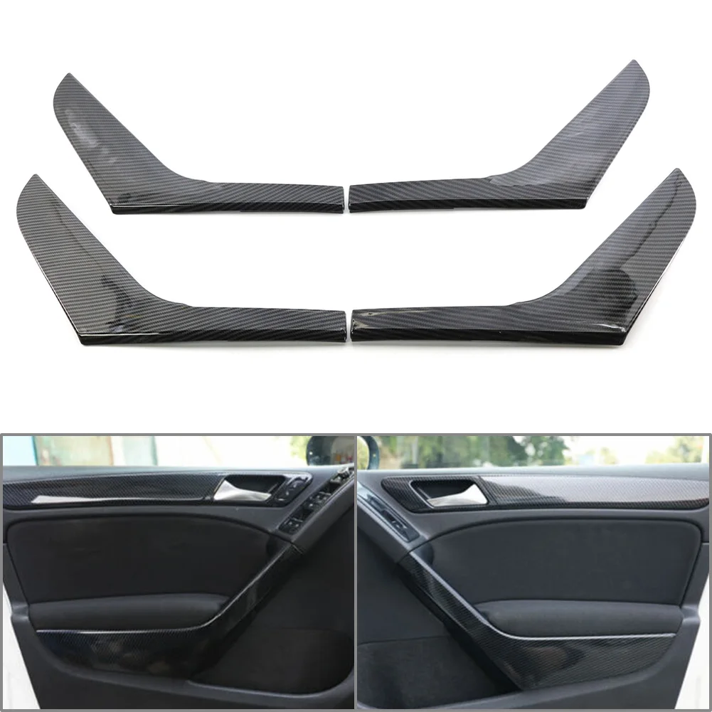 

4 Pcs Carbon Fiber ABS Car Interior Door Armrest Cover Trim Decoration For VW Golf 6 MK6 2009 2010 2011 2012 2013