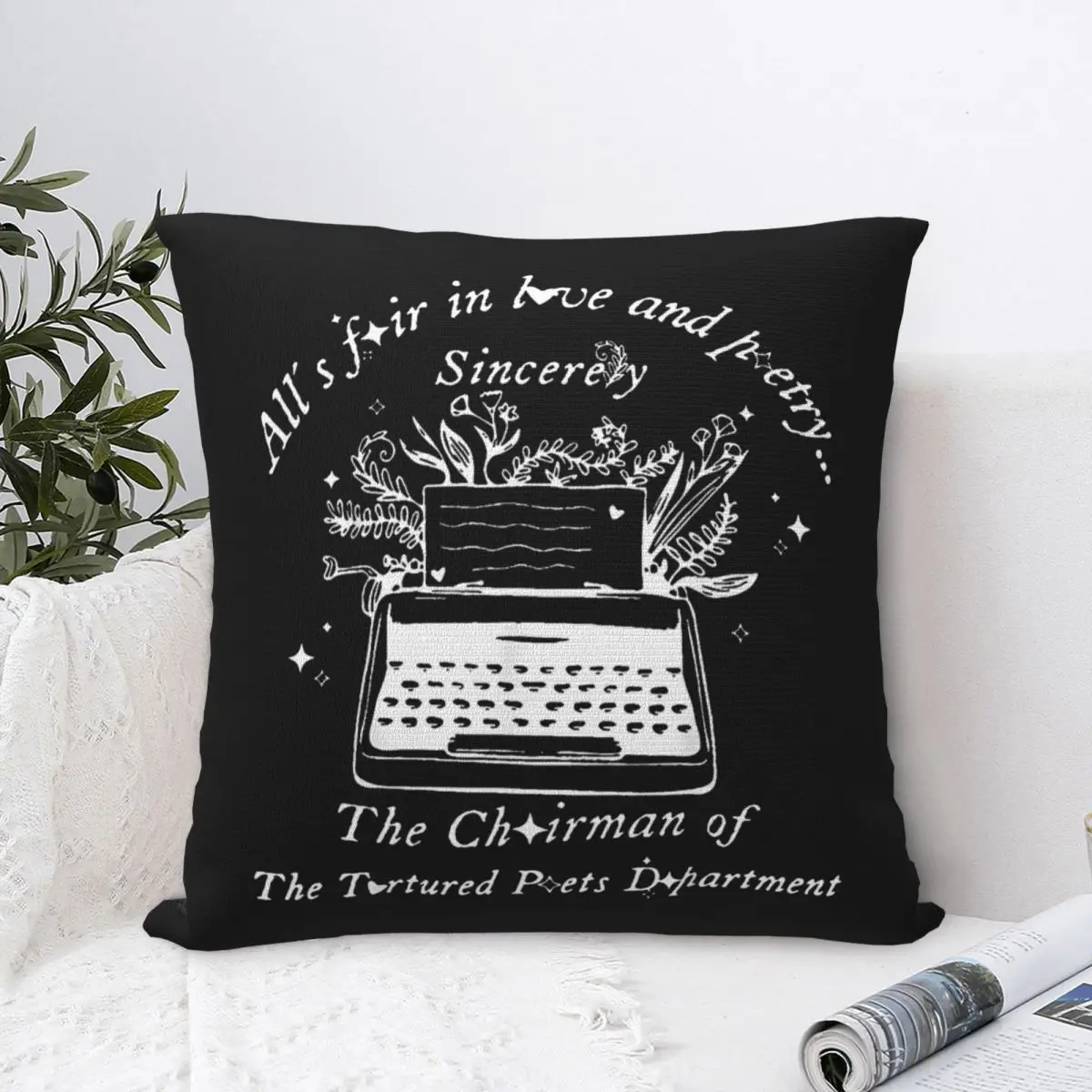 All's Fair In Love Poetry Pillow Cases The Tortured Poets Department TTPD Cushion Cover Vintage Decor Pillowcase for Sofa