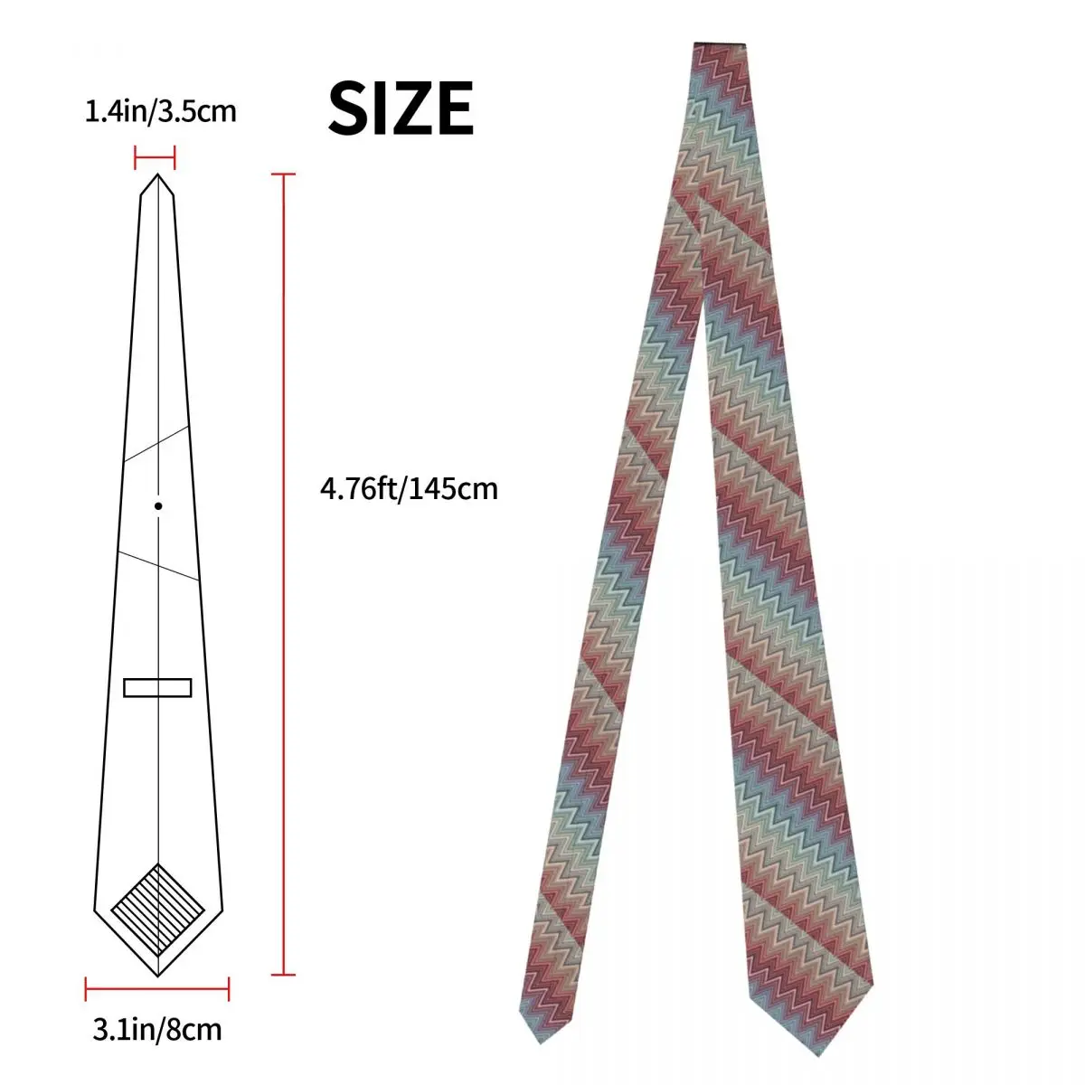 Classic Multicolor Chic Zigzag Necktie Men Customized Silk Boho Chic Zig Zag Party Ties