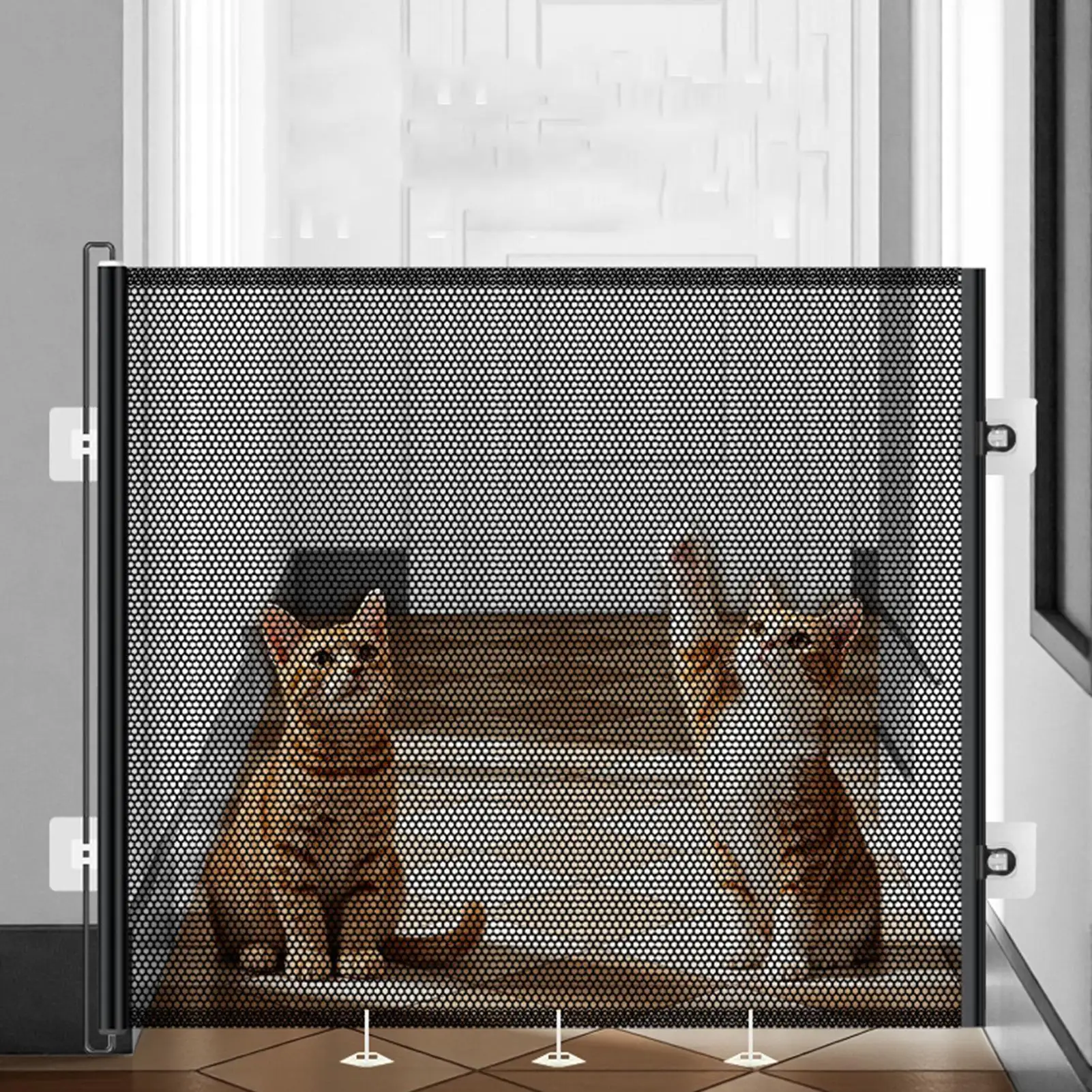 Dog Gate Retractable Screen Barrier Gate For Pet Hallway Puppy Safety Guard For Door Frame Porch Patio Stairs Balcony Fence