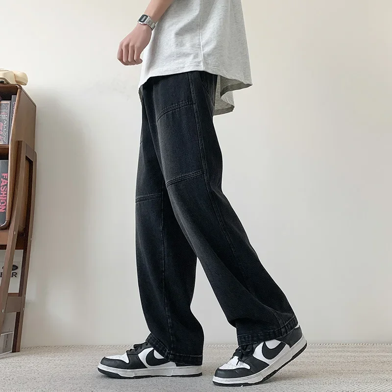 Wash To Make Old Vintage Jeans Men's New Spring Slim Wide Leg Loose Straight Pants Streetwear Men