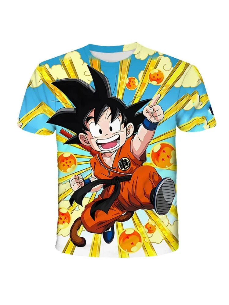 Japanese Anime Dragon Ball Z 3d Printed Cute Young Kid Goku Yellow Dragon Ball T-Shirt Fashion Kids Adults Cosplay Tops Clothing