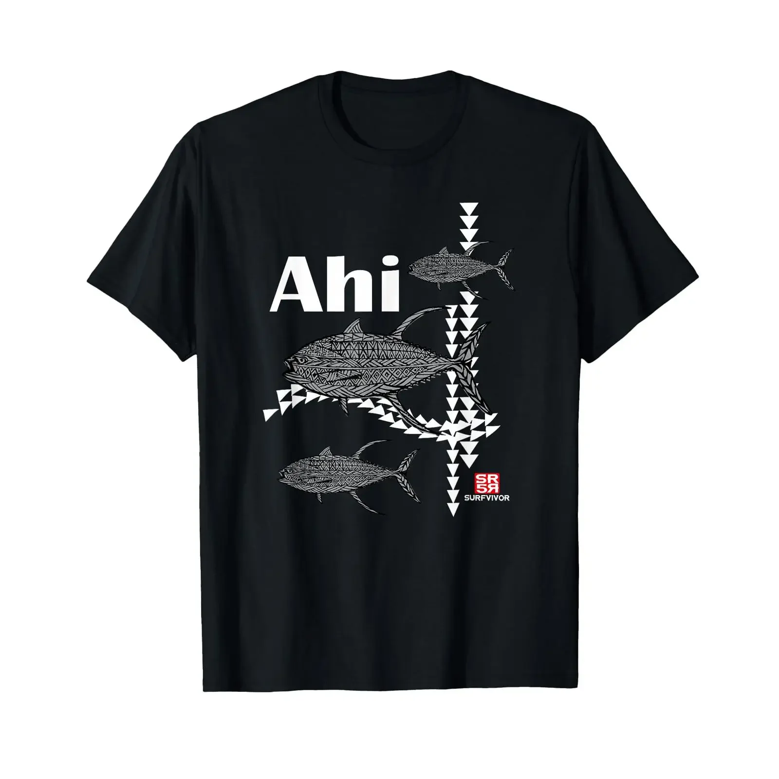 Men's Hawaiian Tribal Ahi Yellow Fin Tuna Fish T Shirt vintage Washed graphic Top For Everyday Wear Unisex Soft fashion