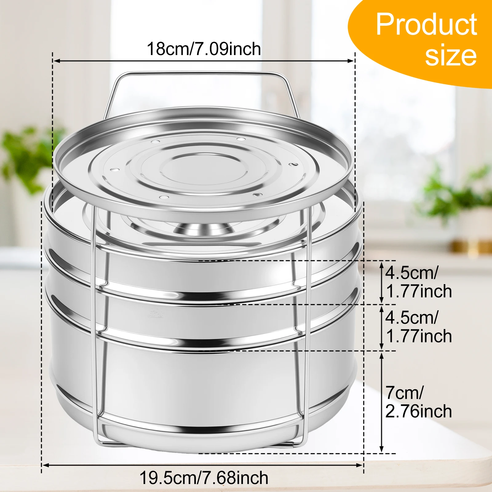 2/3 Tier Steamer Insert Pan 304 Stainless Steel Pressure Cooker Insert Pans Large-capacity Steaming Grid for Kitchen Accessories