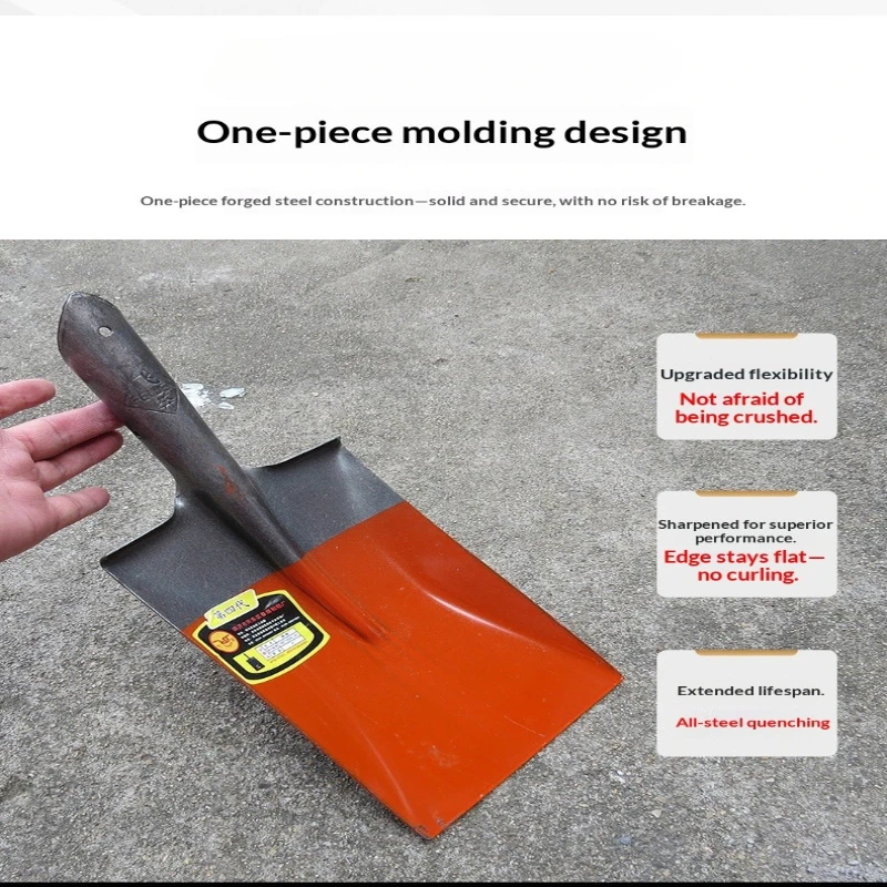 Thickened Long Handle Steel Shovel Small Orange Spade Manganese Steel Large Mud Shovel for Gardening And Landscaping
