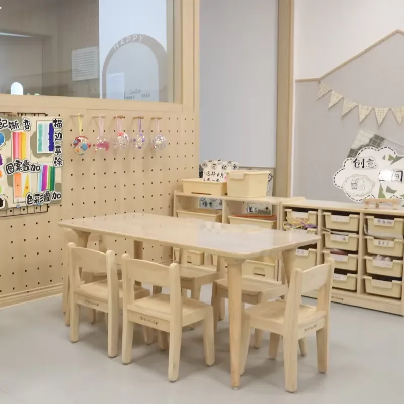 Kindergarten furniture Children's tables and chairs Student furniture set Kindergarten day bracket Wood material Small room