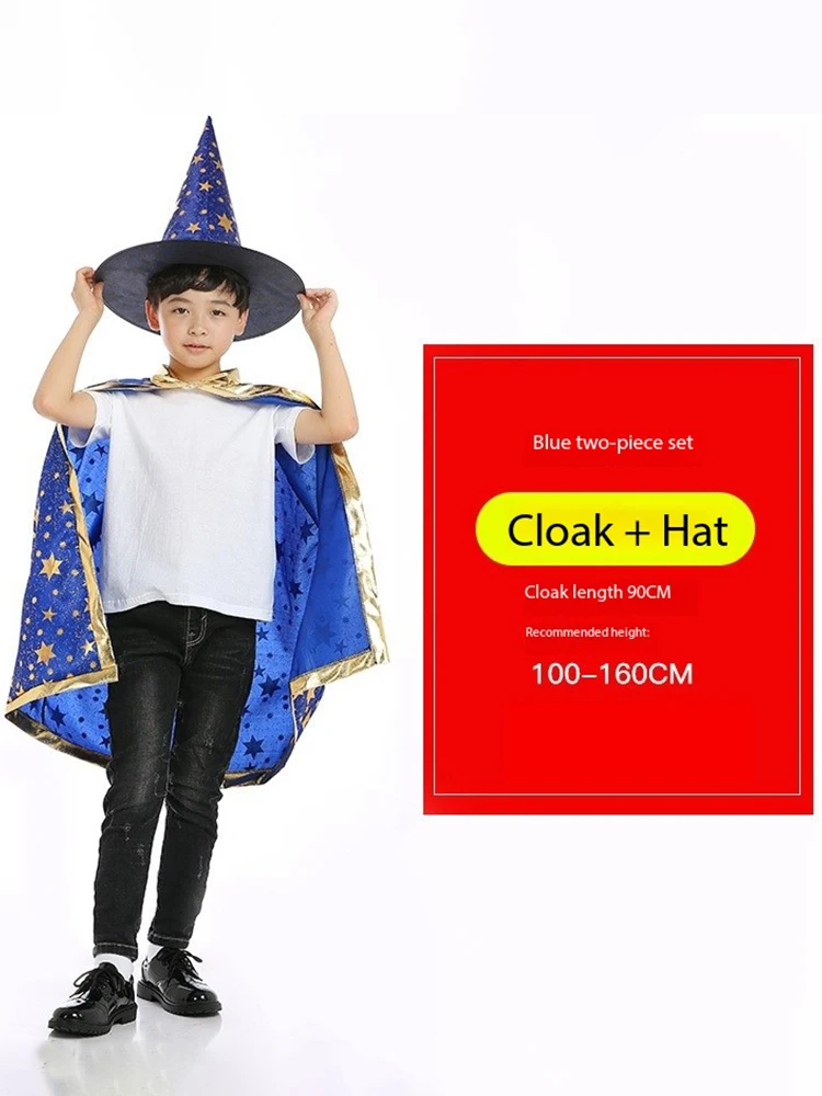 Children's Halloween Show Witch Demon Costumes Kid's Cloak Five-Star Cloak Magician's Cloak Makeup Ball Stage Costumes