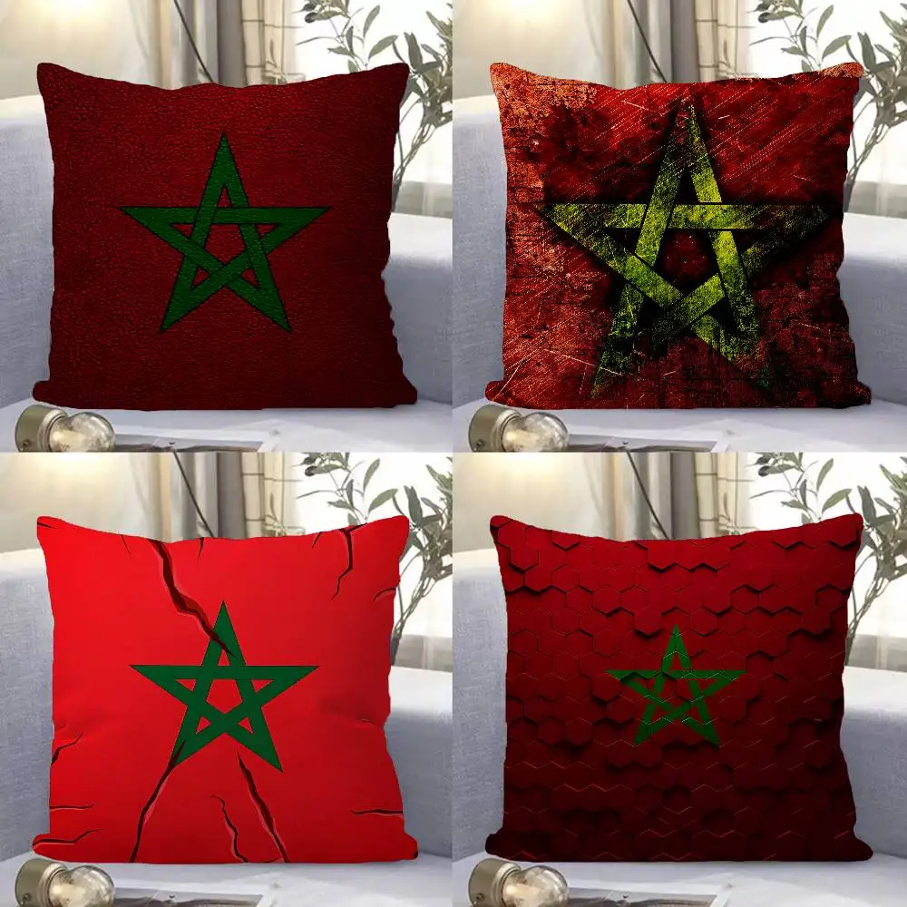 Morocco Map Flag Cushion Cover Inches Farmhouse Decor Home Throw Pillow Covers For Couch Decorations