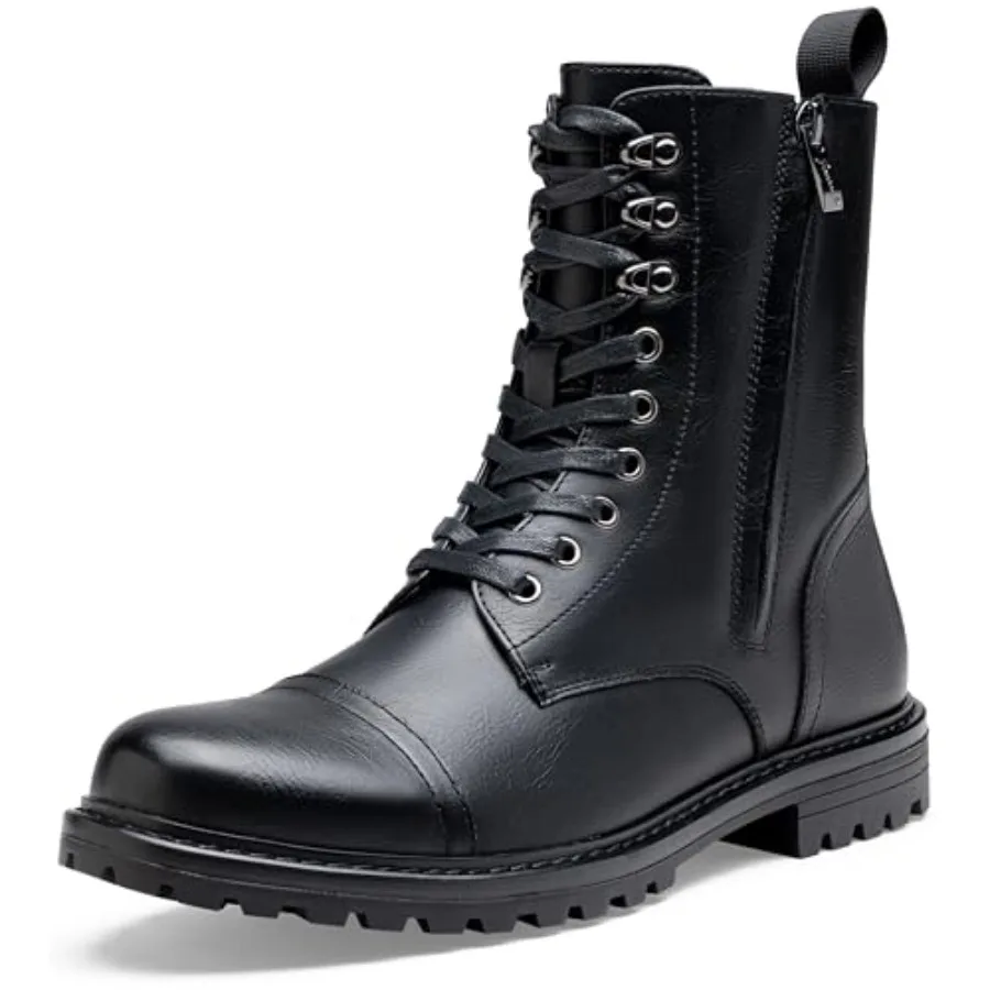 

Jousen Mens Boots High Top Motorcycle Boots Fashion Zipper Dress Boots for Men