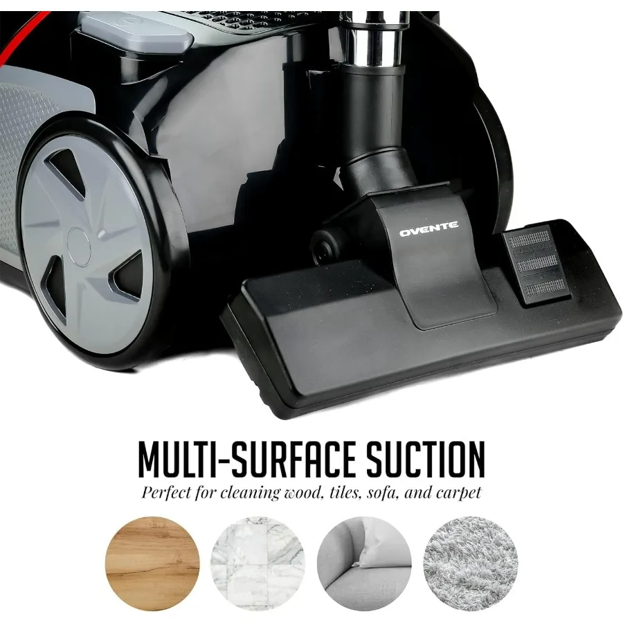 1400Wの強力な吸引力、伸縮式ワンド、自動コード巻き取り機能を備えた軽量掃除機、キャニスター型アップライト掃除機