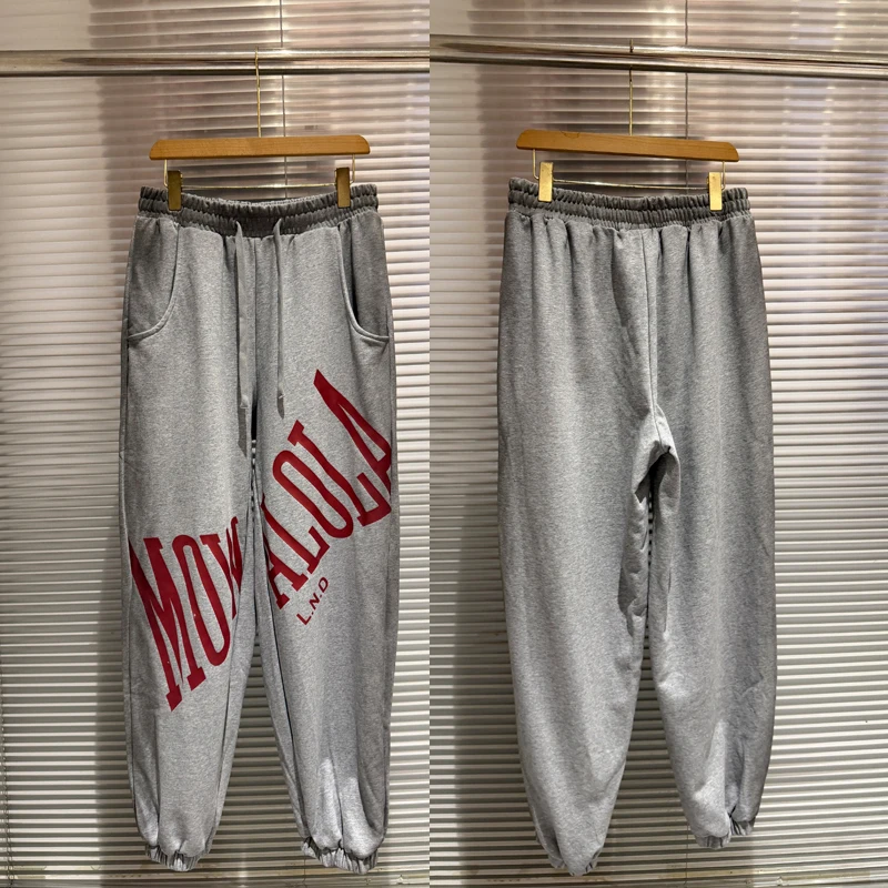 

Свободные широкие серые спортивные штаны American Street Do со старым буквенным принтом, унисекс, осенне-зимние повседневные брюки Mowalola, брюки