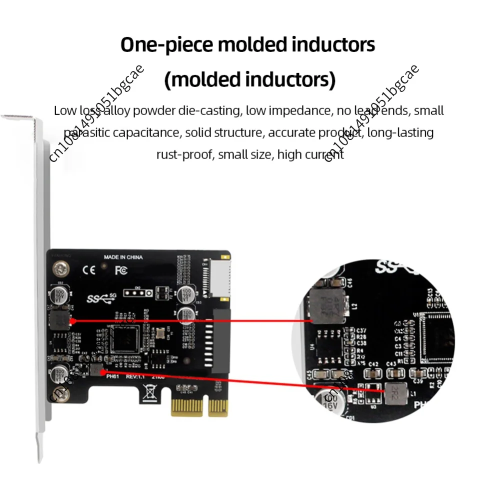 PCI-E to USB 3.0 Expansion Card 5Gpbs Computer Type E PCI Express Card 19/20 Pin Header for Type C Front Panel Mount Adapter