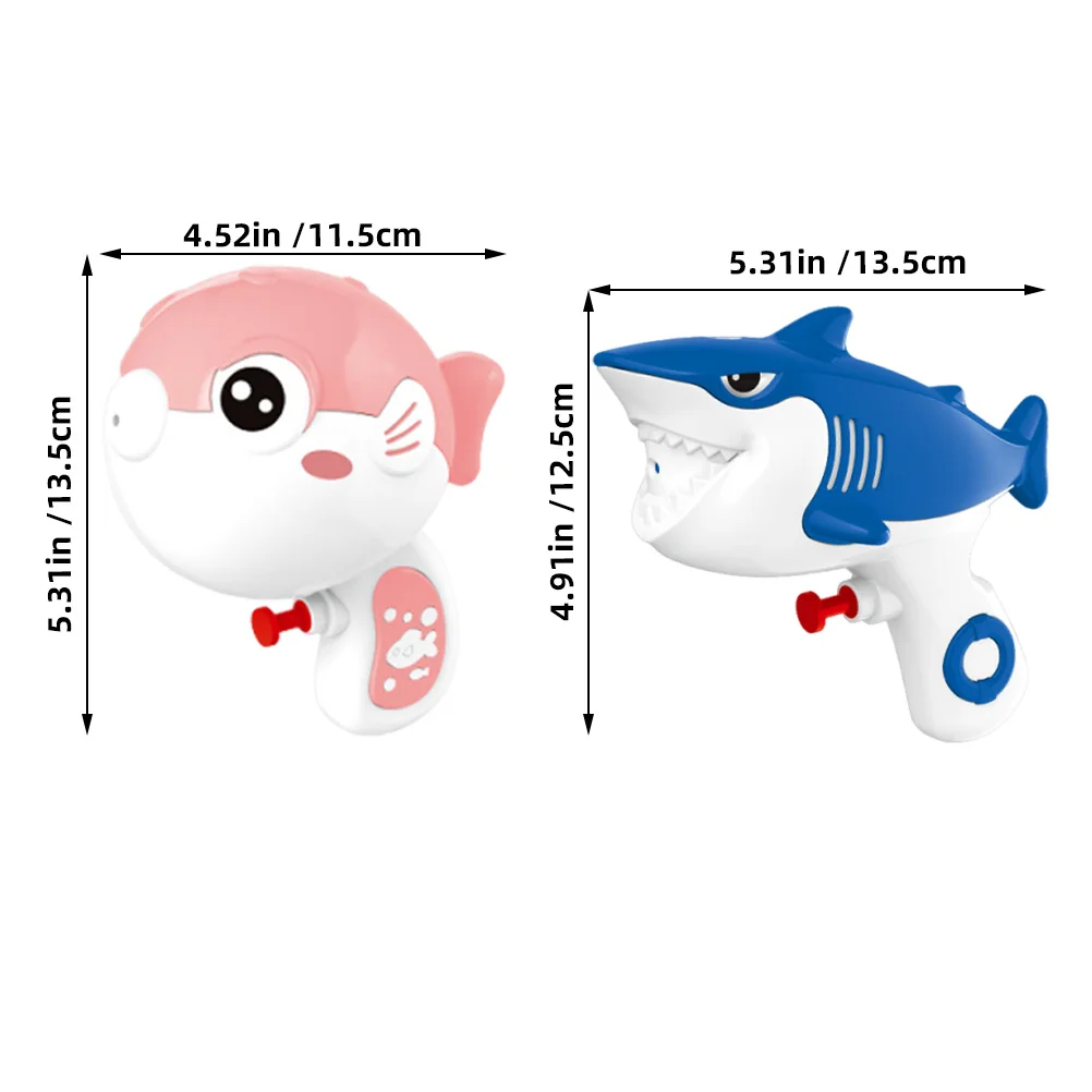 قطعتان من البنادق للأطفال بتصميم سمكة القرش المنتفخة اللطيفة سهلة الرش للصيف في الهواء الطلق واللعب المائي وحفلات حمام السباحة #4