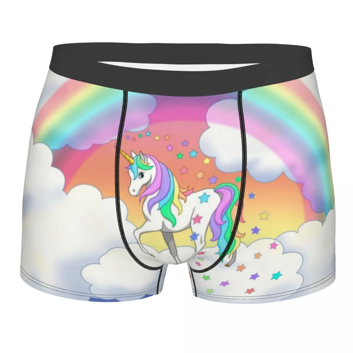 

Нижнее белье с красивым радужным единорогом и падающими звездами на заказ, мужские трусы-боксеры с принтом, шорты, мягкие трусы