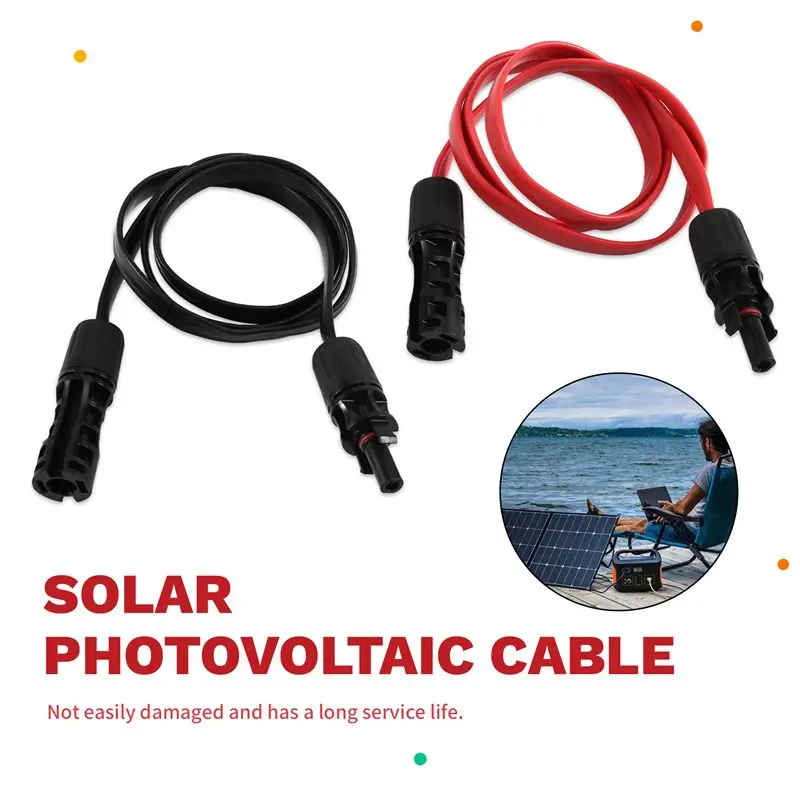 CLCU PV Solar Cable 1M 4Mm2 1500V/50A 2Pcs Solar Extension Cable With Connector Photovoltaic Wire Flexible Flat Solar Cables