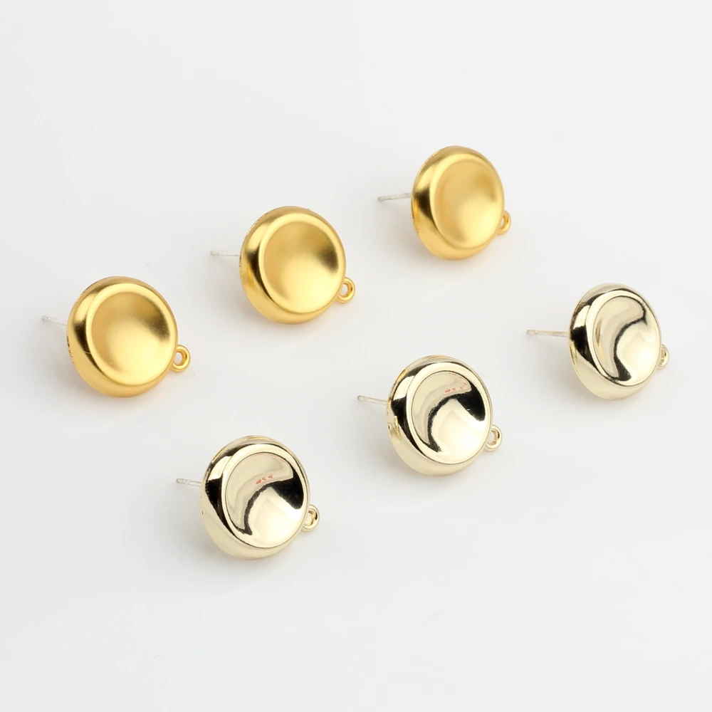 Zinc Alloy Stud Earrings  Matte Concave Round Simple Earrings Connector for DIY Earrings Jewelry Making Accessories