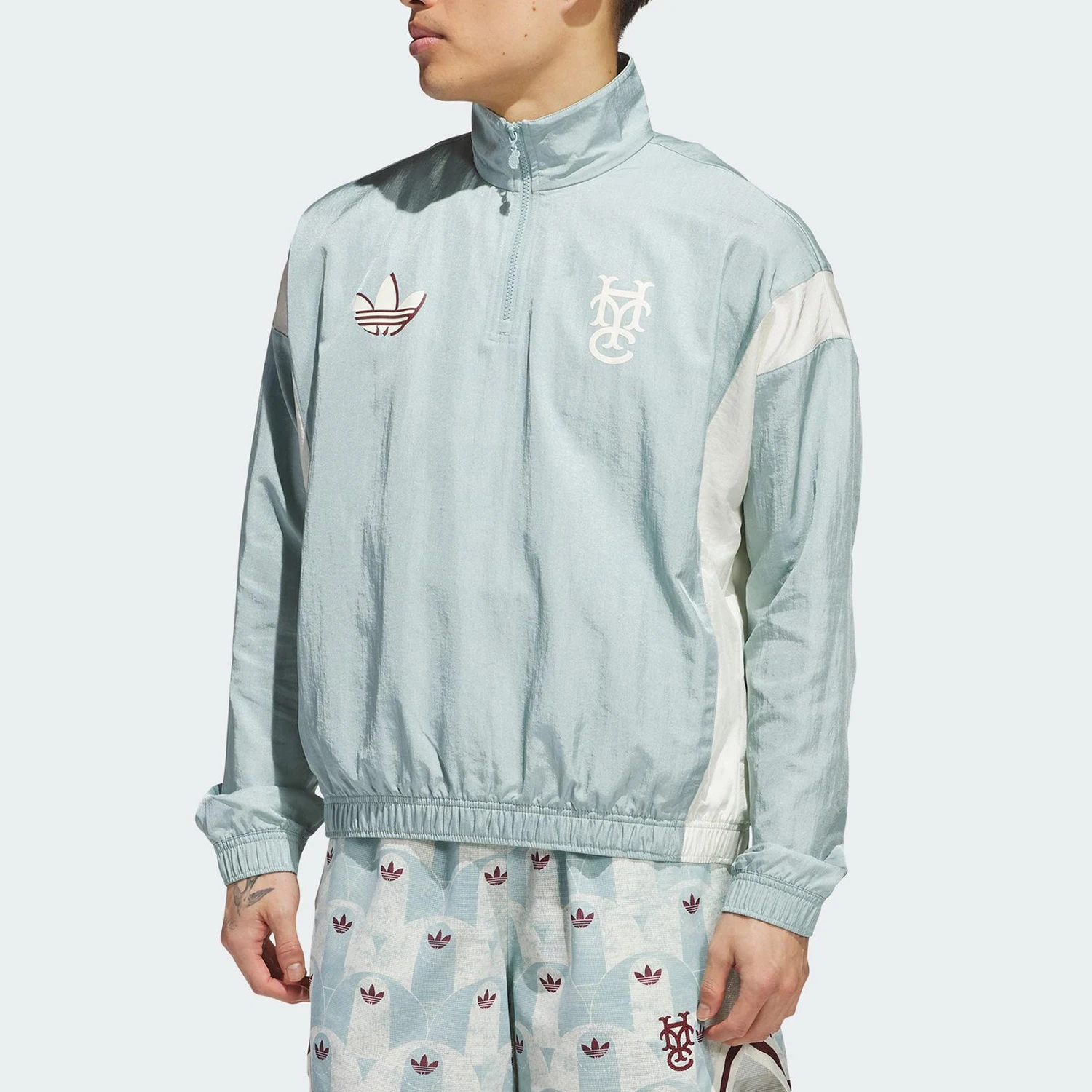 

Adidas Official Genuine Three Stripes Unisex Stand Collar Half-Zip Woven Sweatshirt JC5971