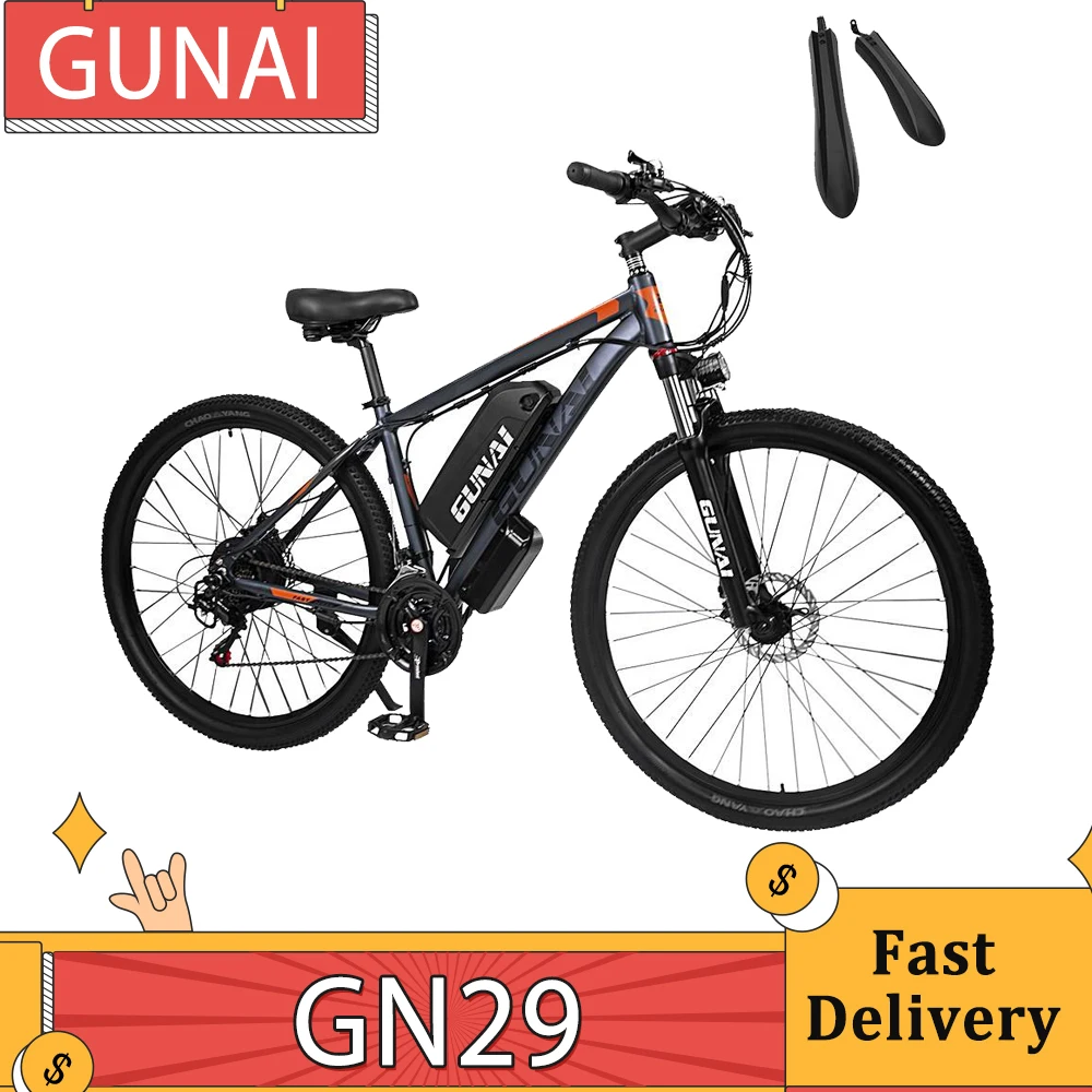 GUNAI GN29 Electric Bike 750W Motor 29*2.1 inch Tire Ebike 50km/h Max Speed 48V 15Ah Battery 90km Max Range Dual Disc Brakes