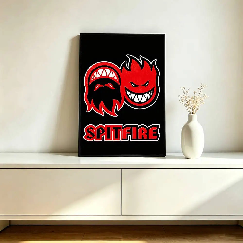 S-Spitfire W-Wheels Logo Poster High Quality Dorm Living Room Aesthetic Wall Decoration Painting Stickers Gift