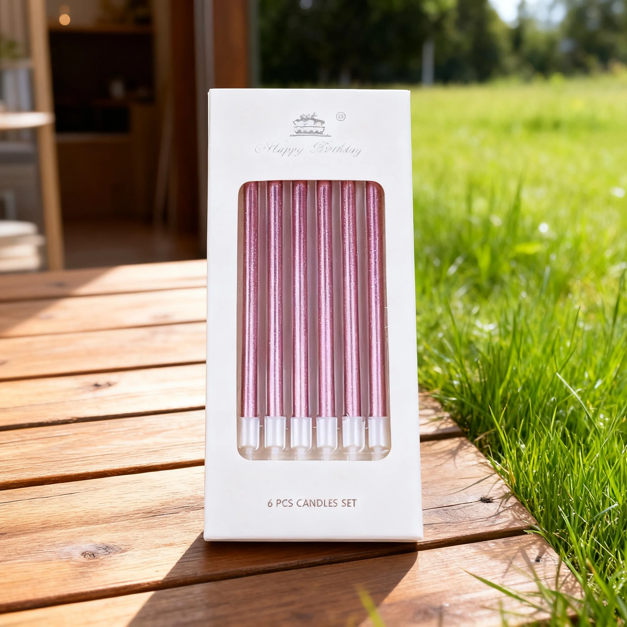 Count Party Long Thin Cake Candles Metallic Birthday Candles in Holders for Birthday Cakes Cupcake Champagne 6pcs/1box 2026