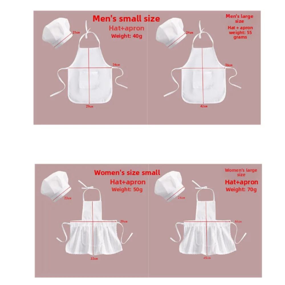 Kids Chef Costume Set White Apron Hat Cooking Role Play Outfit for Toddler Photography