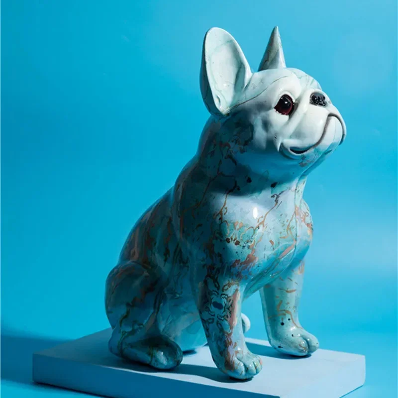 Modern Simple Colour Glitzy French Bulldog Art Statue Office Porch Wine Desktop Home Decor Crafts Family Expenses Home Decor