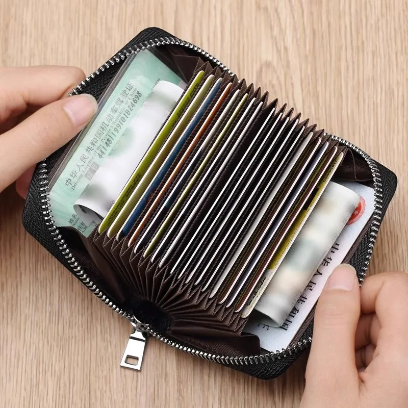 

Portable Korean Style Accordion Card Holder Short Women's Bank Card Case Business Card Sleeve Zipper Vertical Handbag