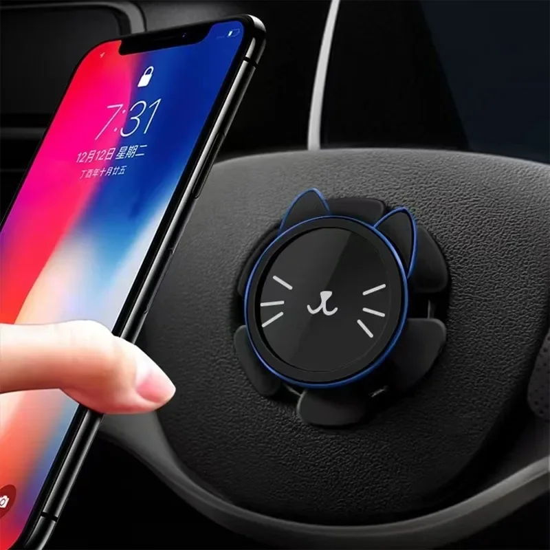 Magnetic Gravity Gyroscope Phone Stand Car Phone Holder Cartoon Maneki Neko Lucky Cat Anti-Shaking Rotatable Auto Accessories