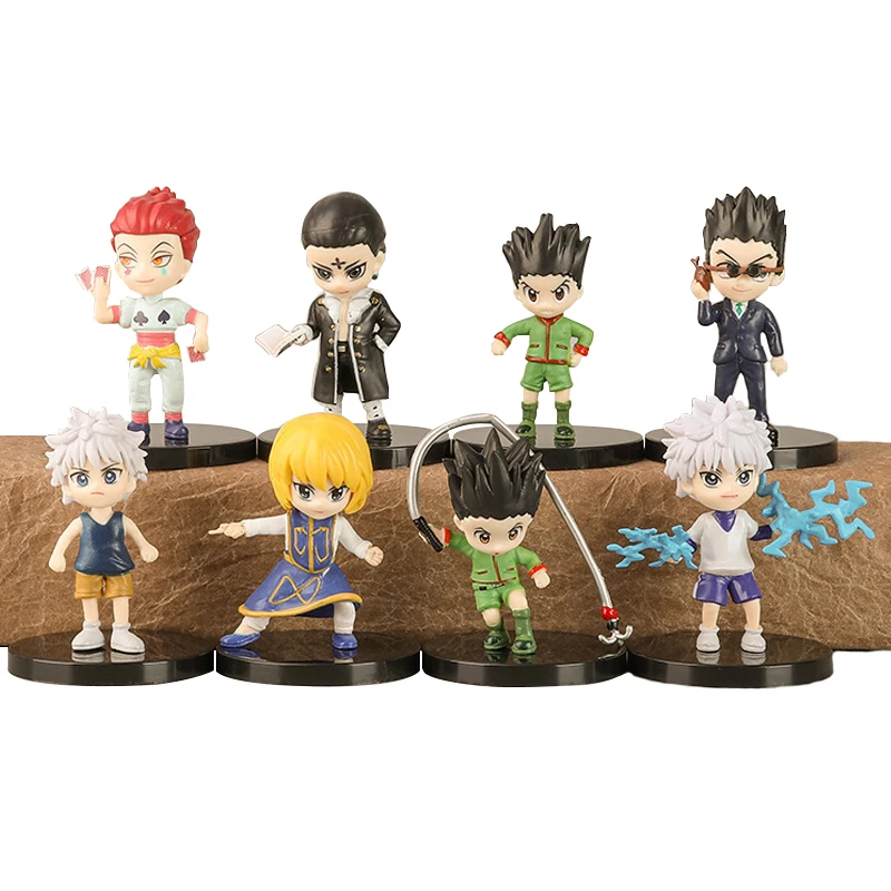 8Pcs Hunter x Hunter GON FREECSS Anime Figure Killua Zoldyck Action Figure Kurapika Figurine Adult Collectible Model Doll Toys