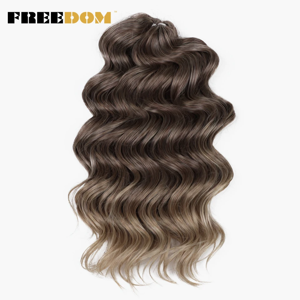 FREEDOM Synthetisches Twist-Häkelhaar, 16 Zoll, tiefe Wellen, Ombré-Blond-Braun, Wasserwellen-Flechthaarverlängerungen – Detail 21