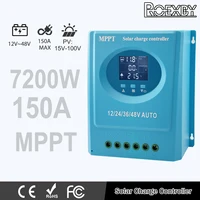 ROEXBY MPPT controlador de carga Solar 150A 100A 60A 12V-48V LCD automático y carga USB Dual para teléfono batería de plomo-ácido/litio
