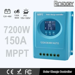 ROEXBY MPPT Solar Charge Controller 150A 100A 60A 12V-48V Auto LCD & Dual USB Charging for Phone Lead-acid/Lithium Battery
