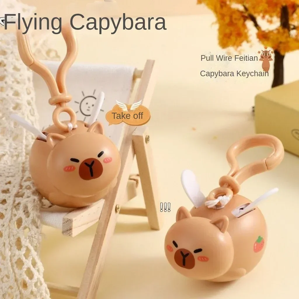 1-20PCS Kapybara Toys Creative Pull String Flying Kapybara Bag ciondolo portachiavi per auto decompressione portachiavi per bambola Kapybara