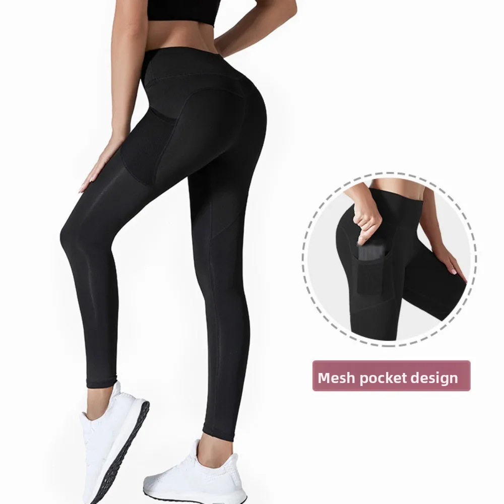 

Gym Mesh Pocket Yoga Pants Stretchy Hip Lifting Fitness Pants High Waist Breathable Sports Pants Fitness