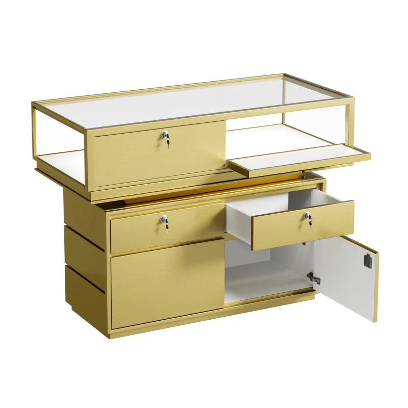 custom.Factory Directly Wood Stainless Steel Jewelry Display showcase