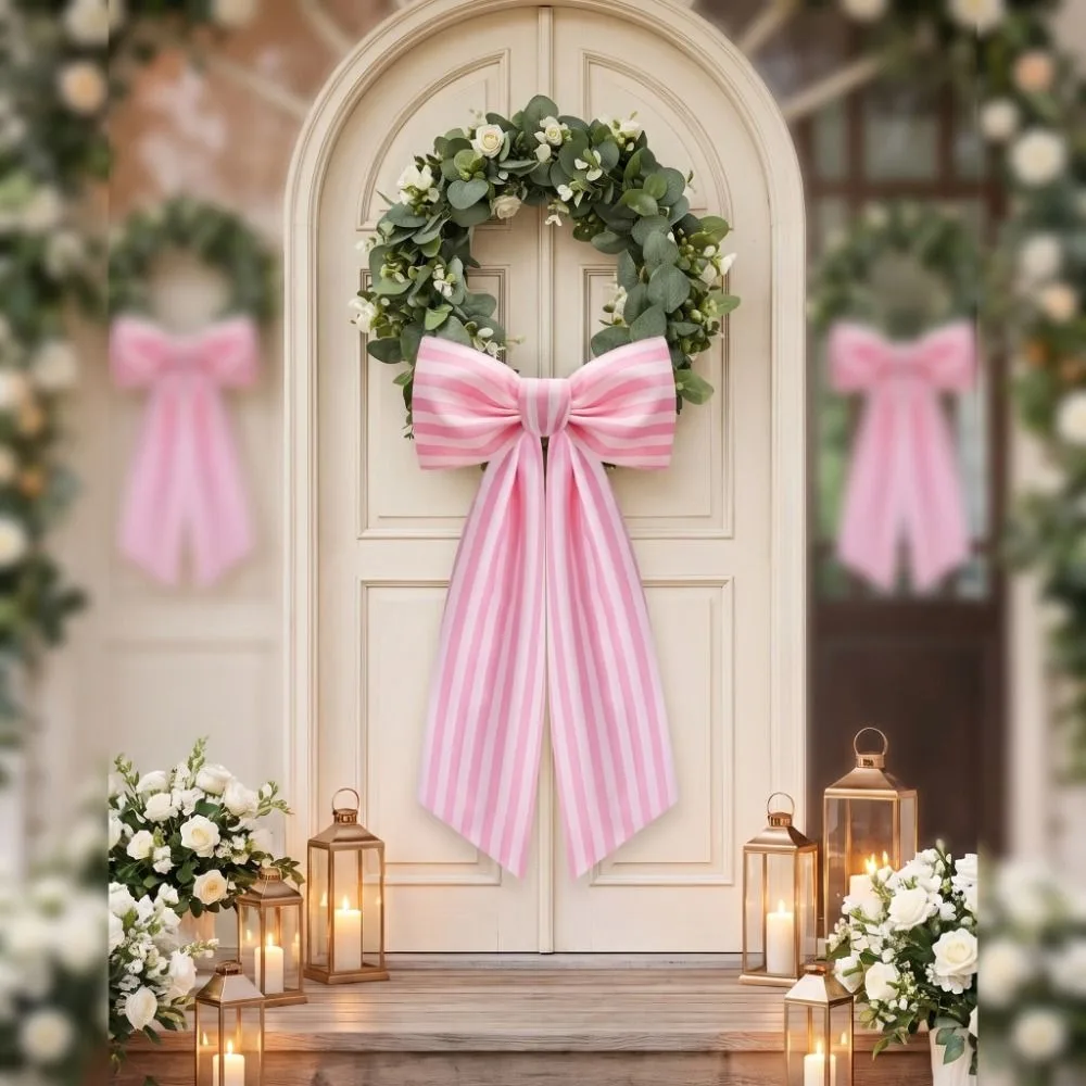 Wreath Accessories Striped Ribbon Large Christmas Bow New Year DIY Garland Ribbon Tie-up Multifunctional Wreath Sash Party