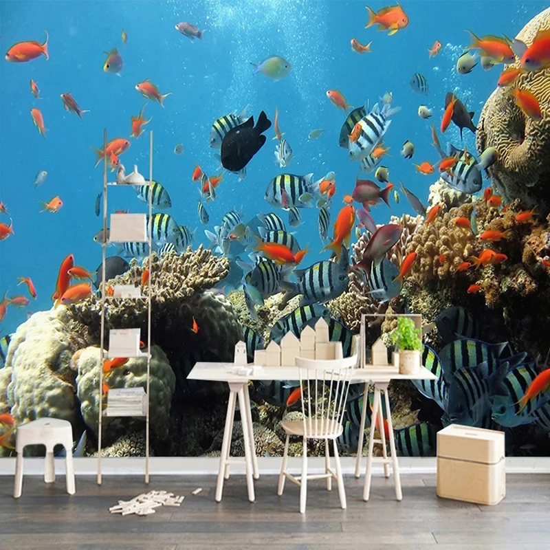 

Custom Mural Wallpaper Underwater World Landscape Wall Painting Children's Bedroom Aquarium Hotel Background Wall Decor Poster