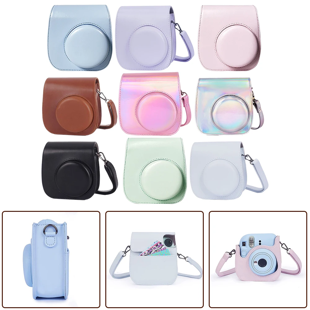 PU Leather Camera Bag  For Instax Mini 12/11/9/8 Retro Camera Accessories Protective Camera Case With Adjust Shoulder Strap