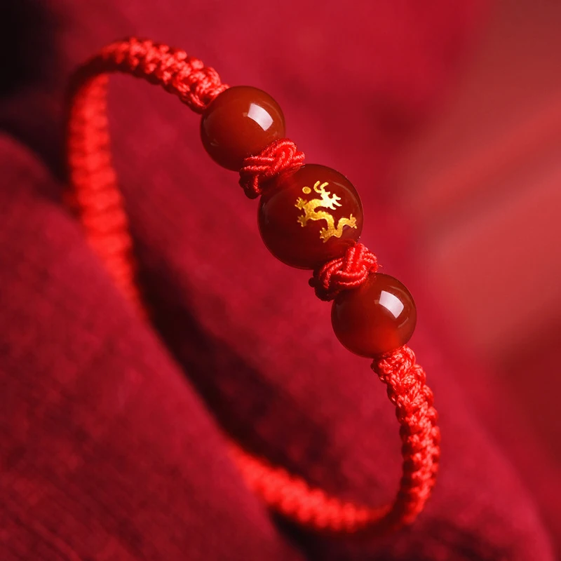 2024 Fashion Dragon Year Lucky Red Rope Bracelet For Women Female Chinese Style Pixiu Braided Bracelet Near Year Jewelry Gifts