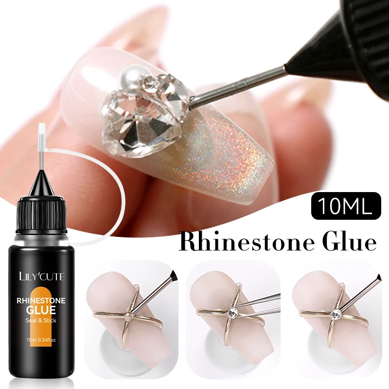 LILYCUTE 10ML Nagel Strass Kleber Gel Nagel Kleber Super Starken Klebstoff Gel DIY Für Nagel Charms Strass Perlen blume