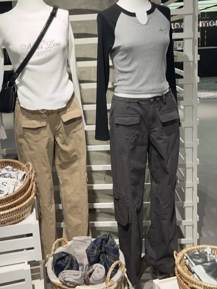 pantalones-de-trabajo-estilo-americano-retro-para-mujer-corte-ajustado-casuales-de-pierna-ancha-con-multiples-bolsillos